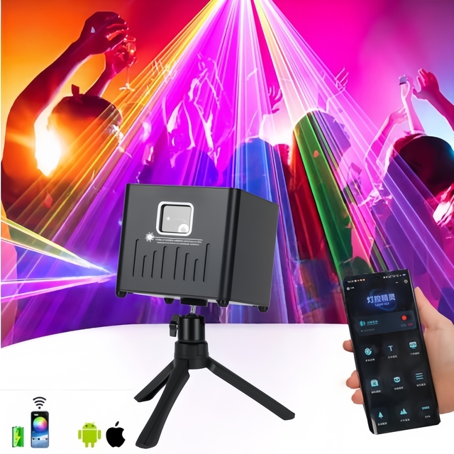 Battery Powered 500mw RGB Laser Projector Mobile App Control DMX512 Portable DJ Home Party Text Animation Lazer Show Light