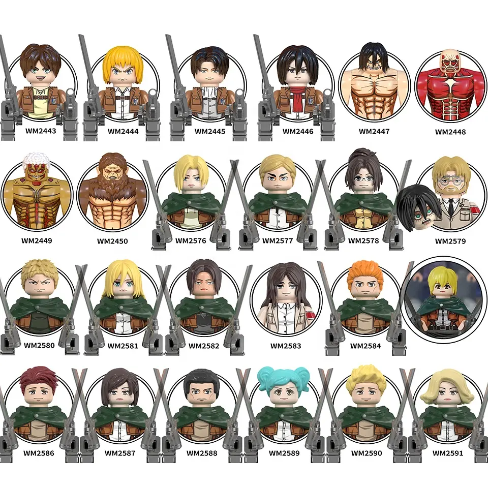 WM Blocos Ataque A Titan Anime Japonês Mini Eren Jaeger Armin Levi Erwin Ackerman Polícia Militar Regimento Coletar Brinquedos Infantil