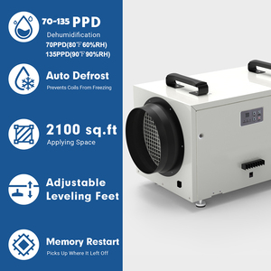 Deshumidificador para Toda la Casa ETL Listed Contractors' Choice 115V 70 PPD-135 PPD HVAC - Product Image 3
