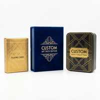 Naipes Negros Art Deco con Logotipo Personalizado, Juego de Póker de Lujo, Regalo Corporativo