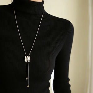 Collar Largo de Acero Inoxidable Antideslustre con Colgante en Forma de Y, Collar de Cadena Deslizante, Regalo para Mujer - Product Image 1