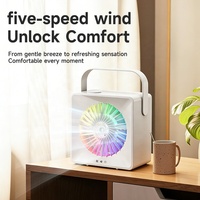 Ventilateur humidificateur silencieux de bureau avec lumière LED réglable, batterie rechargeable, USB, utilisation extérieure, brumisateur personnel, veilleuse pour chambre à coucher