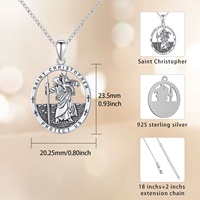 Collier pendentif en argent sterling 925 ovale St Christopher Jesus Medal Protect Oxydation