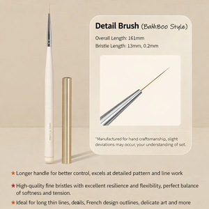 OEM Custom Oval Nylon Nail Brush Set White <b>Cap</b> Light Handle Durable Gel Liner Painting Tool for Nail Art Studio Supplies - Product Image 6