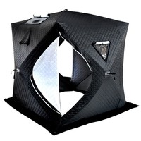 Tente de pêche sur glace isolée pour l'hiver, double couche, épaisse, ouverture rapide automatique, 3-4 personnes, imperméable, en promotion