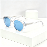 Nouvelles lunettes de soleil tendance populaires à double pont, rondes, épaisses, en acétate de qualité supérieure