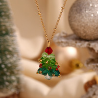 Cadeau de vacances Boucles d'oreilles en cristal faites à la main en acier inoxydable plaqué 18 carats avec collier Parures de bijoux de Noël