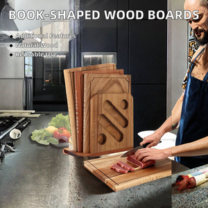 Ensemble de planches à découper en bois en forme de livre, réutilisables, épaisseur 2,0 cm, support décoratif, outil de cuisine fonctionnel - Product Image 2