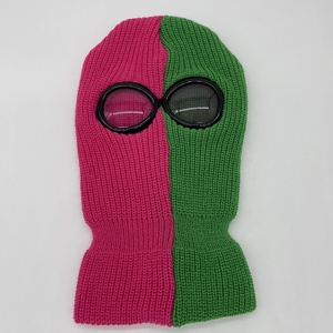 Balaclava CS personnalisée tricotée demi-noir et demi-violet <span class=keywords><strong>cagoule</strong></span> pour lunettes <span class=keywords><strong>cagoule</strong></span> en acrylique souple avec lunettes - Product Image 6