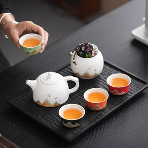 MSH Porzellan Kung Fu Tee <span class=keywords><strong>Set</strong></span> mit 6 Keramik bechern Topf und Glas Neujahrs geschenk Teekanne Tragbares Reisen Quick Cup Teese rvice - Product Image 4