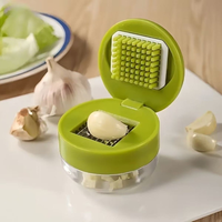Presse-ail portable compact en acier inoxydable avec grille et récipient de rangement pour la cuisine et la maison