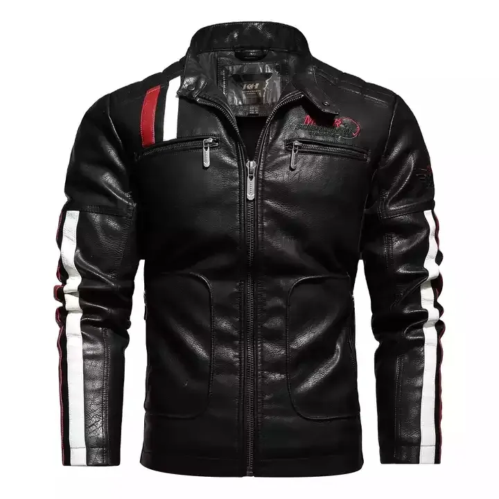 Men's Leather Jacket For Biker Distressed Genuine Lambskin Top Quality Material Parka Jacket Men