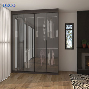 Tủ Quần Áo Cửa Tủ Quần Áo Có Đèn Bằng Gỗ Sơn Mài Và Kính Màu Thanh Lịch Cửa Kính Xoay Tủ Quần Áo, Đồ Nội Thất Phòng Ngủ Đồ Nội Thất Gia Đình - Product Image 3