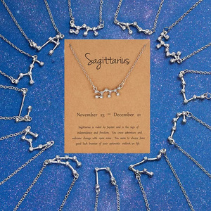 Collier ras du cou élégant et tendance pour femme, avec pendentifs signes du zodiaque, plaqué or, chaîne à maillons, cadeau de fiançailles, <span class=keywords><strong>astrologie</strong></span> - Product Image 2