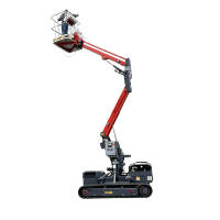 Plataforma Elevatória Elétrica Articulada Tipo Aranha sobre Esteiras com Cesto Rotativo e Braço Articulado Ajustável