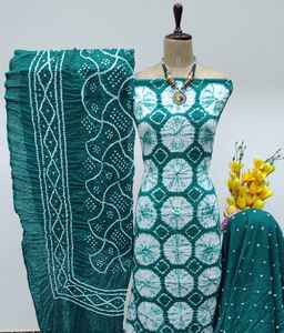 Tamaño perfecto y ajuste Bandhani patrón diseño tradicional Real Digital Chinon seda pakistaní Salwar traje con Dupatta Set - Product Image 5