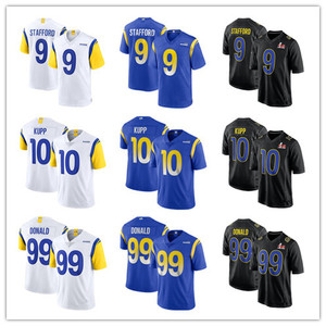 Broderie personnalisée en gros Los Angeles Rams # 3 # 10 # 16 # Maillot de football 99 en maille poly, unisexe adulte, avec logo imprimé sur le devant, en stock - Product Image 1