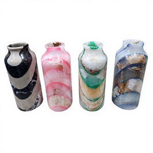 Vase en Agate Fait Main, Artisanat en Pierre Polie, Décoration d'Intérieur, Conteneur Décoratif à Motif Pilier, Vase en Pierre Marbrée Best-Seller - Product Image 1