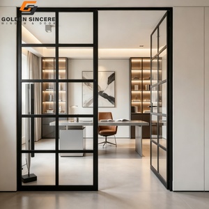 Porte française en verre moderne GS pour cloison de cuisine, porte à grille en aluminium - Product Image 3