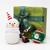 Ensemble de jouets en peluche pour chien de Noël – Balle à nœuds résistante aux morsures avec son et poupée de puzzle pour le nettoyage des dents – Cadeau de Noël idéal pour les chiens