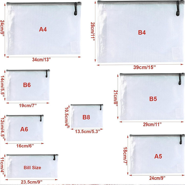 A4 Folder Clear Mesh Bags with Zipper PVC Document Bag Plastic File Folders Custom Logo Business Files for Documents