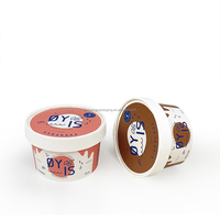 Gobelet à dessert en papier kraft biodégradable à paroi simple, enduit de PE, de qualité alimentaire, résistant à la congélation et écologique, pour glace et couvercle.