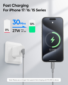 SUNGUY 60W 90 องศา 3A สายชาร์จเร็วสาย USB C สายเคเบิลข้อมูลสายชาร์จประเภทซีสำหรับโทรศัพท์และแล็ปท็อป - Product Image 4
