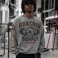 Sweat-shirt à col rond en molleton français 360 GSM personnalisé pour homme, 100% coton, délavé à l'acide, impression sérigraphique, streetwear, OEM, marque privée