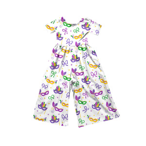 Pre-venta Mono para Niñas Pequeñas con Estampado de Máscara de Mardi Gras, Romper Infantil, Venta al por Mayor de Ropa para Niñas, Estilos de Algodón y Spandex - Product Image 2