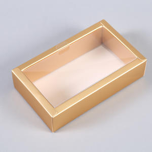 Spécifications des boîtes d'emballage à ouverture inférieure avec couvercles transparents et cartes en papier givré/kraft/noir/rouge/blanc/or - Product Image 5