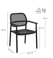 Chaises de jardin empilables modernes en aluminium avec accoudoirs en teck, confortables et légères pour hôtel, parc, villa