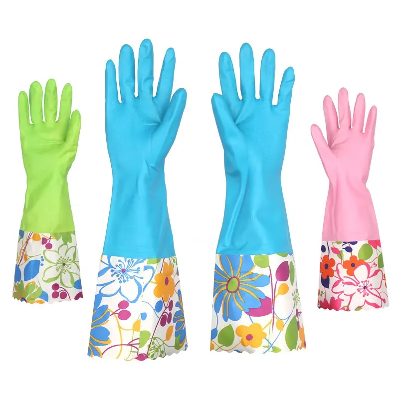 Werkseitig angefertigte anti allergische Langarm-Haushalts reinigungs handschuhe aus PVC-Gummi