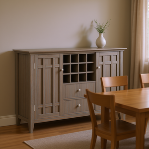 ตู้ไซด์บอร์ดสีเทาแบบวินเทจยี่ห้อเบดฟอร์ด พร้อมชั้นวางไวน์ ขนาด 5 ฟุต สำหรับเก็บของ เฟอร์นิเจอร์ห้องรับประทานอาหารสไตล์เรโทร - Product Image 2