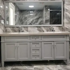 实木美国标准嵌入式风格灰色和白色振动器现代厨柜