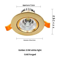 Spot LED encastré moderne en aluminium doré, réglable 5 7 10 15W 165v-265v, COB