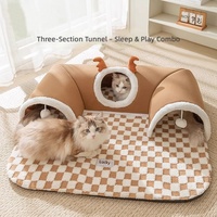 Nouveau Tapis de Luxe 2-en-1 pour Animaux : Niche et Tunnel pour Chat, Lit pour Chien, Abri et Tanière pour Chien, Idéal Automne-Hiver