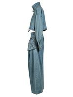 Ensemble de vêtements en denim Veste à col montant Pantalon à jambes larges Costume deux pièces Vêtements pour femmes Vêtements pour femmes Tenues décontractées Jeans en denim Boutiq
