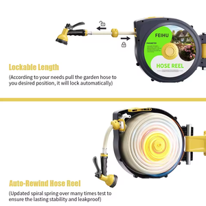 Enrouleur de tuyau d'arrosage mural robuste de 1/2 pouce x 100 pieds, enrouleur de tuyau d'arrosage rétractable pour jardin - Product Image 3