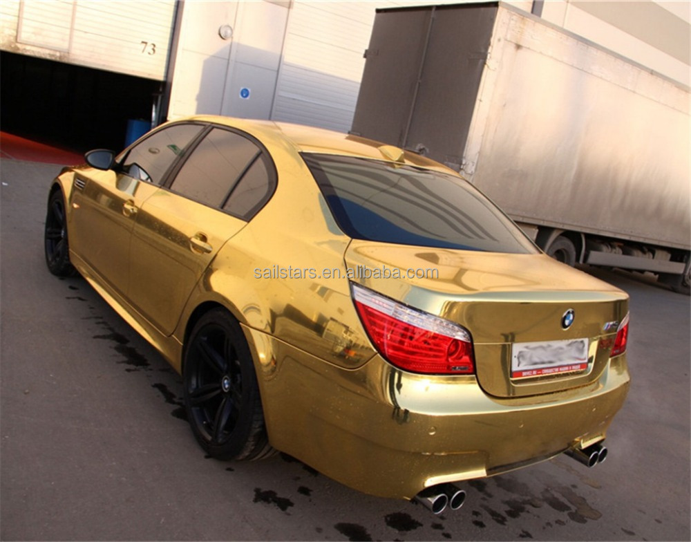 Flexible Chrome Gold Vinyl Film Car Wrap Gold Chrome Vinyl Wrap Bubble Free 1.52*18m