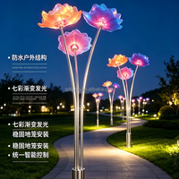 Lampe LED RGB d'extérieur en forme de fleur de lotus, en acier inoxydable, étanche IP65, avec commande par bouton/télécommande, pour l'éclairage paysager et touristique