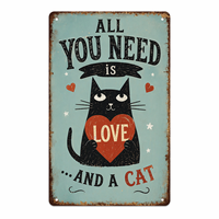 Décoration murale pour animalerie, plaque métallique vintage chat noir, motif logo personnalisé, plaque rétro pour café, bar, restaurant, salon, art