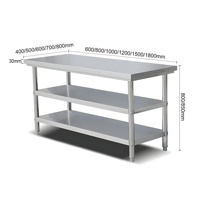 Chariot de préparation de cuisine commercial portable en acier inoxydable de haute qualité avec roues pour la vente en gros