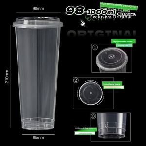 98Mm 1000Ml Disposabletransparent Clear Custom Printed Logo <b>Plastic</b> PP <b>Drinking</b> <b>Cup</b> Cold Coffee <b>Cups</b> With Lids and Straws - Product Image 2