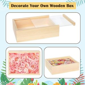Chưa hoàn thành nhỏ nhỏ Gỗ Hộp Gỗ Thủ Công bóng Hộp Quà Tặng bằng gỗ hộp với rõ ràng minh bạch Acrylic trượt nắp trượt - Product Image 5