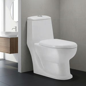 WC monobloc en céramique abordable, à poser au sol, carré, à chasse directe, pour usage commercial - Product Image 3