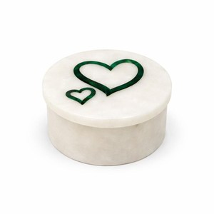 Handmade Keepsake Jewelry Storage Decorative Gift <b>Box</b> Elegant Natural Stone <b>Heart</b> <b>Shaped</b> <b>Box</b> With Green Stone Inlay Artistic - Product Image 1