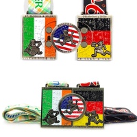 Medallas de Maratón Personalizadas al por Mayor en 2D/3D 5k, Caja de Medallas, Trofeos Deportivos de Metal Personalizados, Colores Pantone, Estampado en Oro
