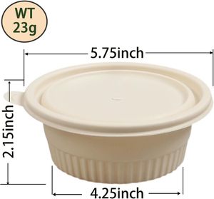 Boîte alimentaire jetable, bol à emporter en amidon de maïs, emballage repas à emporter, vaisselle avec impression - Product Image 2