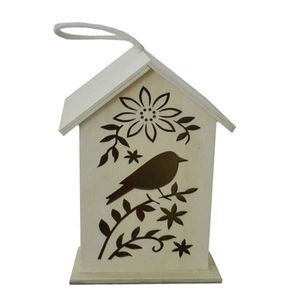 Artigianato in legno non finito casetta per uccelli compensato scava fuori Design gabbia per uccelli scatola di immagazzinaggio Decor casetta per uccelli tagliata al Laser con corda appesa - Product Image 4