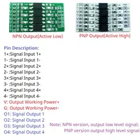 Módulo convertidor de nivel lógico digital de 4 canales OP71A04, aislamiento óptico GPIO PNP para Pi Pico ESP82 NodeMCU ESP8266 5mA